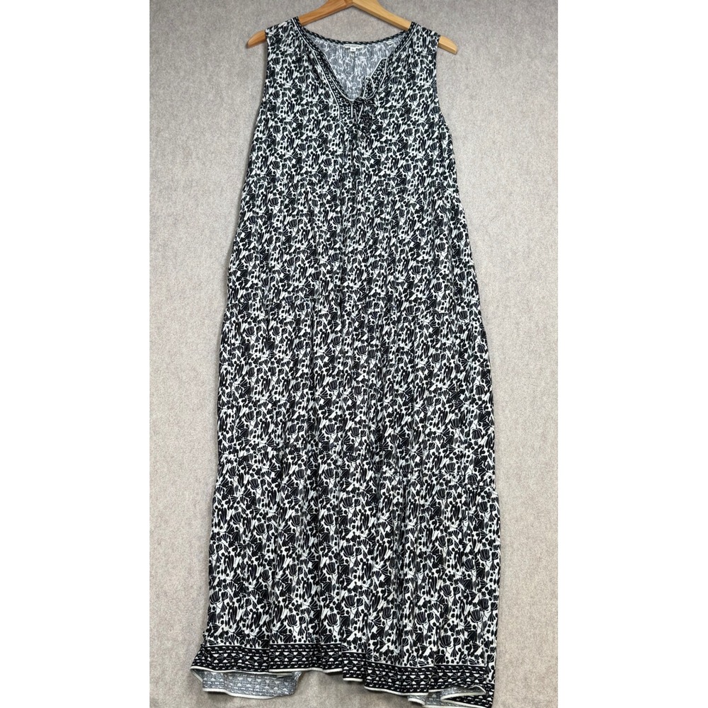 Maxi Dress Women XL Black Floral Max Studio London Boho Sleeveless Teachercore